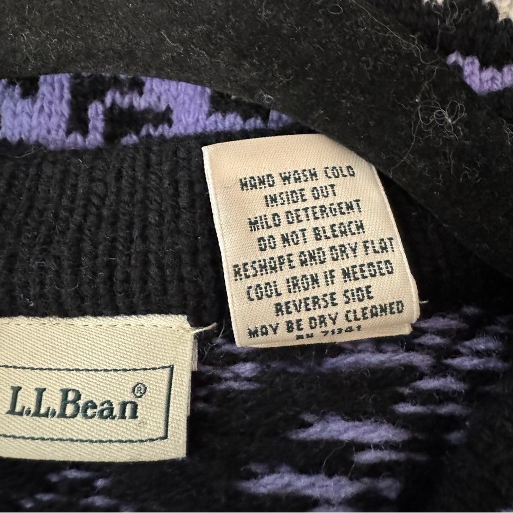 Vintage L.L. Bean 100% Lambs Wool Cardigan Sweater Purple Metal Button Up Size S - Picture 7 of 7